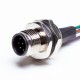 M12 8pin Panel Rear Mount Circular Connector With Electronic Wires50CM AWG24 for Factory Automation A Code