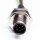 M12 8pin Panel Rear Mount Circular Connector With Electronic Wires50CM AWG24 for Factory Automation A Code