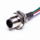 M12 8pin Panel Rear Mount Circular Connector With Electronic Wires50CM AWG24 for Factory Automation A Code