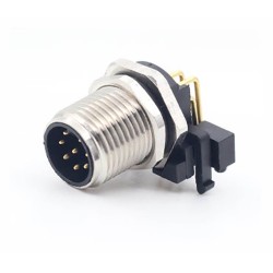 M12 90 Degree Connector 12 Pin Male Sensor Socket Through Hole Thread Waterproof