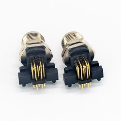 M12 90 Degree Connector 12 Pin Male Sensor Socket Through Hole Thread Waterproof