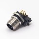 M12 90 Degree Connector 8 Pin Male Sensor Socket Through Hole Thread Waterproof
