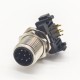 M12 90 Degree Connector 8 Pin Male Sensor Socket Through Hole Thread Waterproof