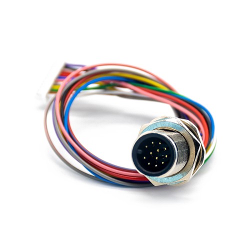 M12 A Code 12P Panel Mount Connector to 1.25mm Pitch 20CM AWG26 Wire Harness for the Signal and DC Power Shield