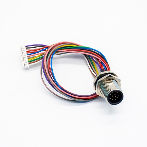 M12 A Code 12P Panel Mount Connector to 1.25mm Pitch 20CM AWG26 Wire Harness for the Signal and DC Power Shield