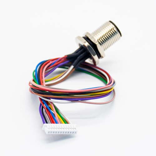 M12 A Code 12P Panel Mount Connector to 1.25mm Pitch 20CM AWG26 Wire Harness for the Signal and DC Power Shield
