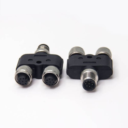 M12 Adapter Y Type Male to Female 8 Pin A Coded Shiled Waterproof
