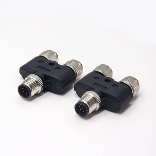 M12 Adapter Y Type Male to Female 8 Pin A Coded Shiled Waterproof