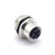M12 Circular Connectors 4Pin T-Coding Female Straight Rear Bulkhead Panel Receptacles Cable Waterproof Solder Type Shiled