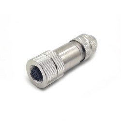 m12 Connector 4 pin Female Straight D Code metal Connector Screw-joint shielded
