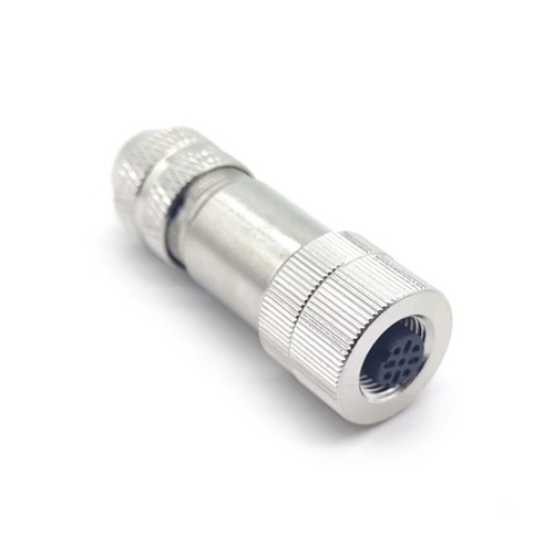 m12 Connector 4 pin Female Straight D Code metal Connector Screw-joint shielded