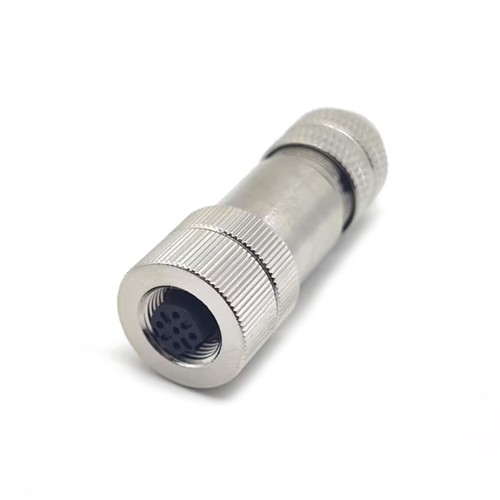 m12 Connector 4 pin Female Straight D Code metal Connector Screw-joint shielded