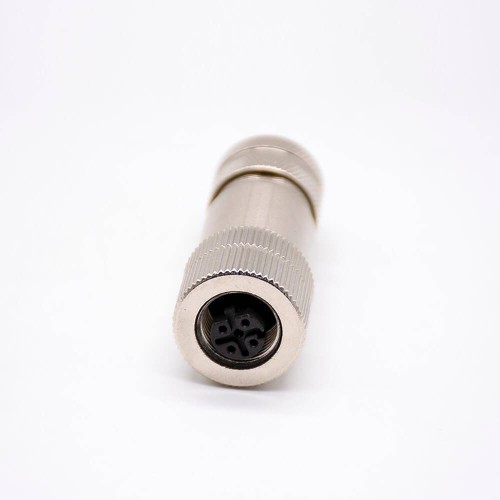 m12 Connector 4 pin Female Straight D Code metal Connector Screw-joint shielded