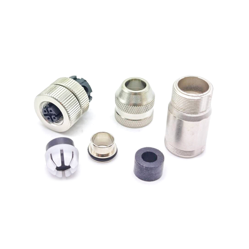 m12 Connector 4 pin Female Straight D Code metal Connector Screw-joint shielded