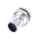 M12 Connector 4 Pin Male Straight A Code Front Panel Mount M16 Thread PCB Solder Type