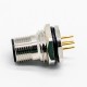 M12 Connector 4 Pin Male Straight A Code Front Panel Mount M16 Thread PCB Solder Type