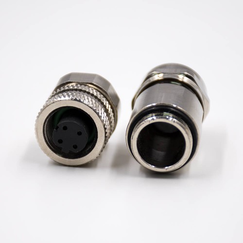 M12 Connector 4Pin Field Wireable Connector D Coded Female Straight For Cable Screw-joint Shield