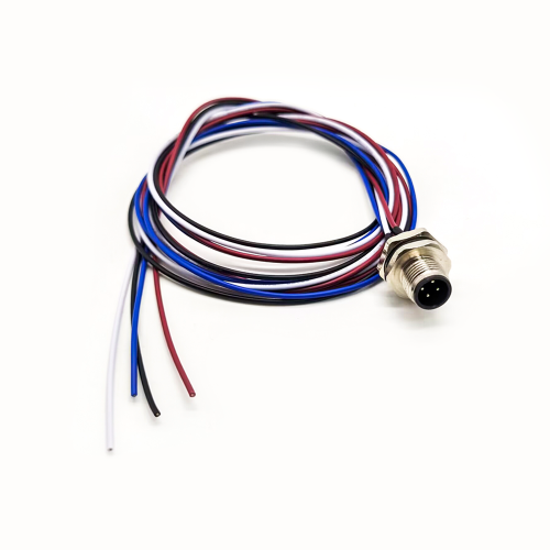 M12 Connector 4Pin Wiring Panel Rear Mounting Connector With electronic Wires 1M AWG22 Straight