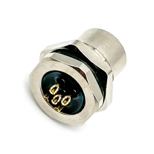 m12 connector 5 pin B code female straight front mount solder type
