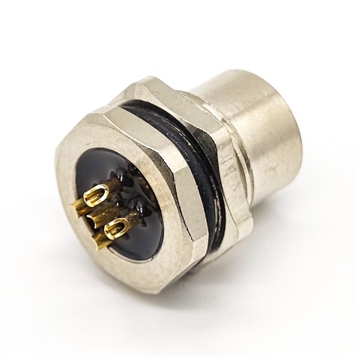 m12 connector 5 pin B code female straight front mount solder type