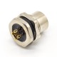 m12 connector 5 pin B code female straight front mount solder type