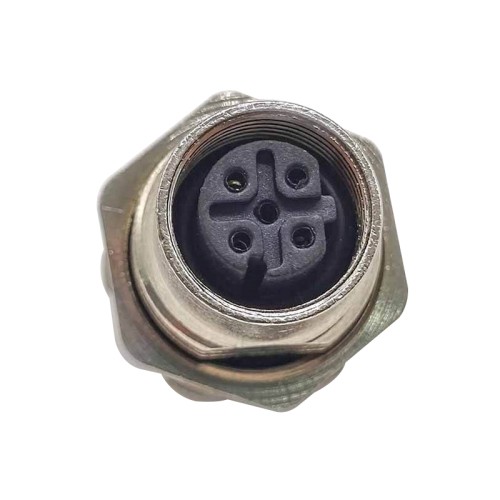 m12 connector 5 pin D code female straight front mount solder type connector m12 connector 5 pin D code female straight front mount solder type connector