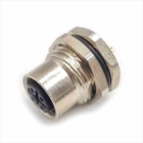 m12 connector 5 pin D code female straight front mount solder type connector m12 connector 5 pin D code female straight front mount solder type connector