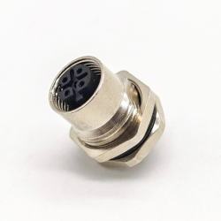 m12 connector 5 pin D code female straight front mount solder type connector