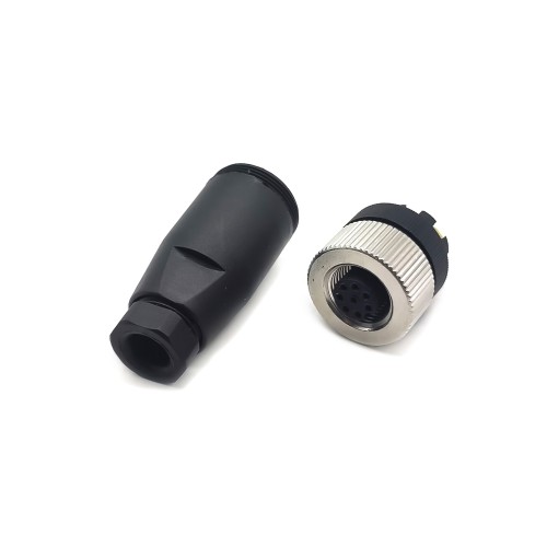 M12 Connector 8 Pin Female A Code Unshiled Circular Sensor Straight Field Wireable Connector Waterproof
