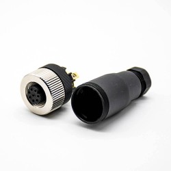M12 Connector 8 Pin Female A Code Unshiled Circular Sensor Straight Field Wireable Connector Waterproof