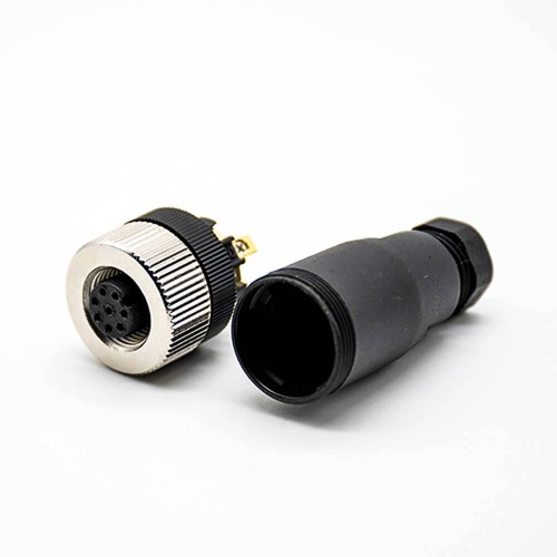 M12 Connector 8 Pin Female A Code Unshiled Circular Sensor Straight Field Wireable Connector Waterproof