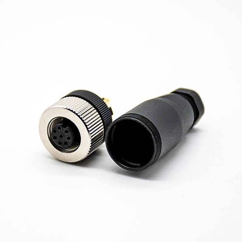 M12 Connector 8 Pin Female A Code Unshiled Circular Sensor Straight Field Wireable Connector Waterproof