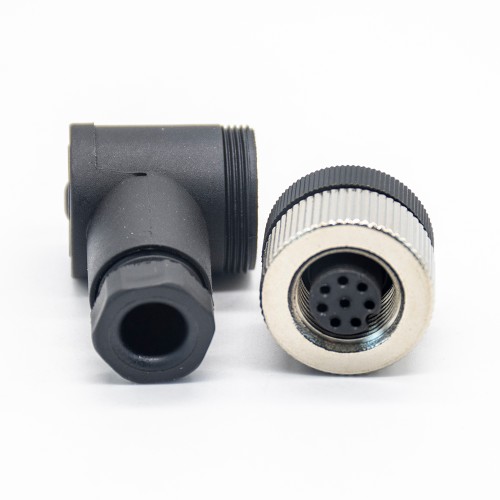 m12 Connector 8 pin Female Screw-joint Connector 90 Degree Non-Shield