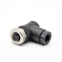 m12 Connector 8 pin Female Screw-joint Connector 90 Degree Non-Shield