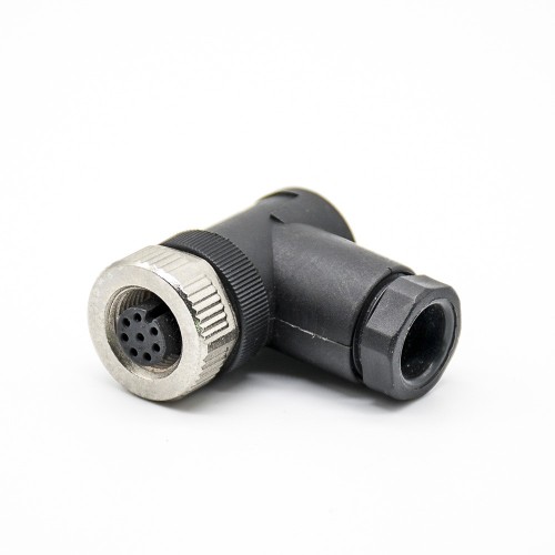 m12 Connector 8 pin Female Screw-joint Connector 90 Degree Non-Shield