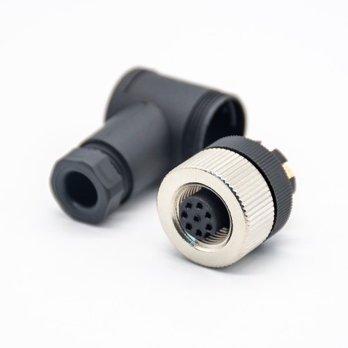 m12 Connector 8 pin Female Screw-joint Connector 90 Degree Non-Shield