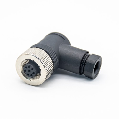 m12 Connector 8 pin Female Screw-joint Connector 90 Degree Non-Shield
