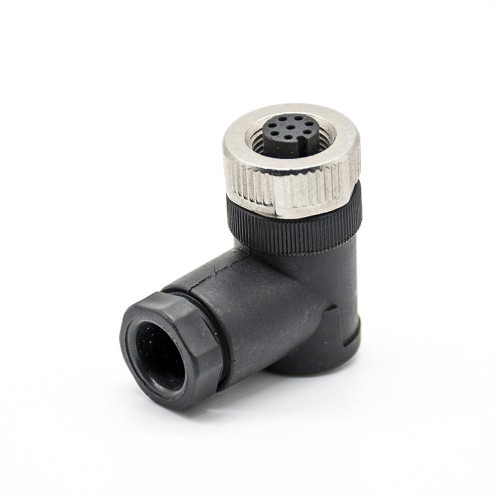 m12 Connector 8 pin Female Screw-joint Connector 90 Degree Non-Shield