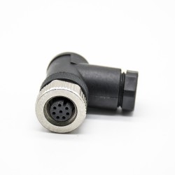 m12 Connector 8 pin Female Screw-joint Connector 90 Degree Non-Shield