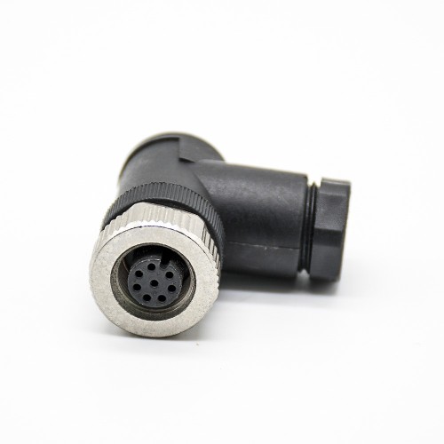 m12 Connector 8 pin Female Screw-joint Connector 90 Degree Non-Shield