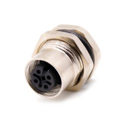M12 Connector A code 3pin Female Front Mount Straight Solder Type for Cable