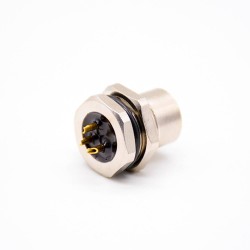 M12 Connector A code 3pin Female Front Mount Straight Solder Type for Cable