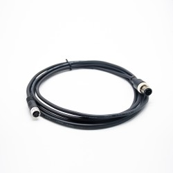 M12 Connector Cable 4Pin A Code Male Straight Connector To M8 3Pin Female Socket Electrical Cable 2M AWG22