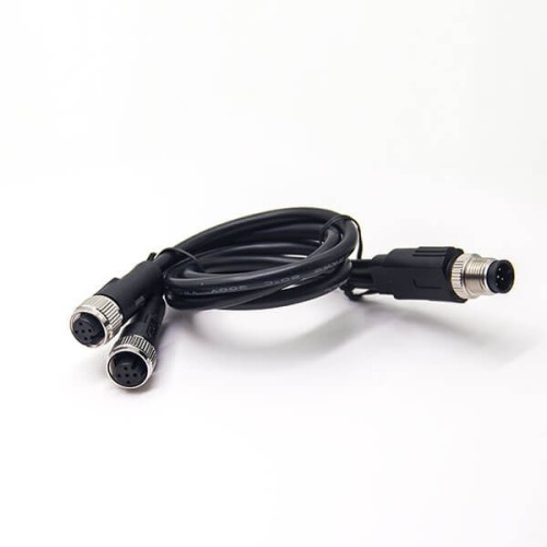 M12 Connector Cable 5 Pin Male To Dual Female A Code Y-Type Cable 50Cm AWG22