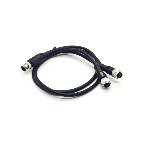 M12 Connector Cable 5 Pin Male To Dual Female A Code Y-Type Cable 50Cm AWG22