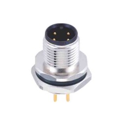 M12 Connector Male 4Pin Back Mount waterproof Solder Type PCB Straight A Code
