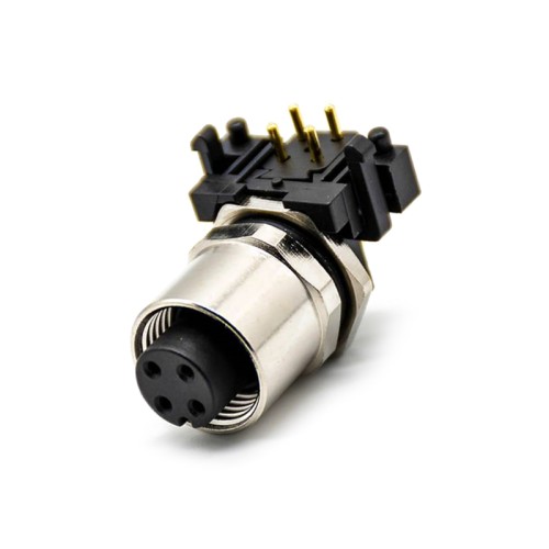 M12 Connector PCB Mount Right Angle 4Pin Female A Code Back Mount Solder type Connector M12 Connector PCB Mount Right Angle 4Pin Female A Code Back Mount Solder type Connector