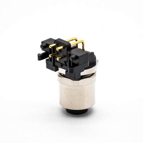 M12 Connector PCB Mount Right Angle 4Pin Female A Code Back Mount Solder type Connector M12 Connector PCB Mount Right Angle 4Pin Female A Code Back Mount Solder type Connector