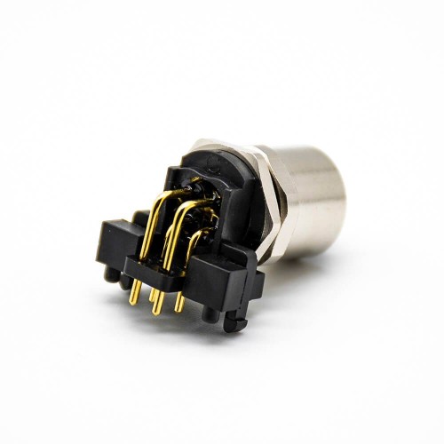 M12 Connector PCB Mount Right Angle 4Pin Female A Code Back Mount Solder type Connector M12 Connector PCB Mount Right Angle 4Pin Female A Code Back Mount Solder type Connector