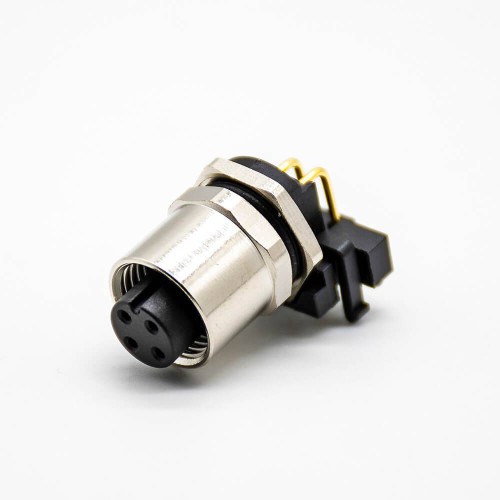 M12 Connector PCB Mount Right Angle 4Pin Female A Code Back Mount Solder type Connector M12 Connector PCB Mount Right Angle 4Pin Female A Code Back Mount Solder type Connector